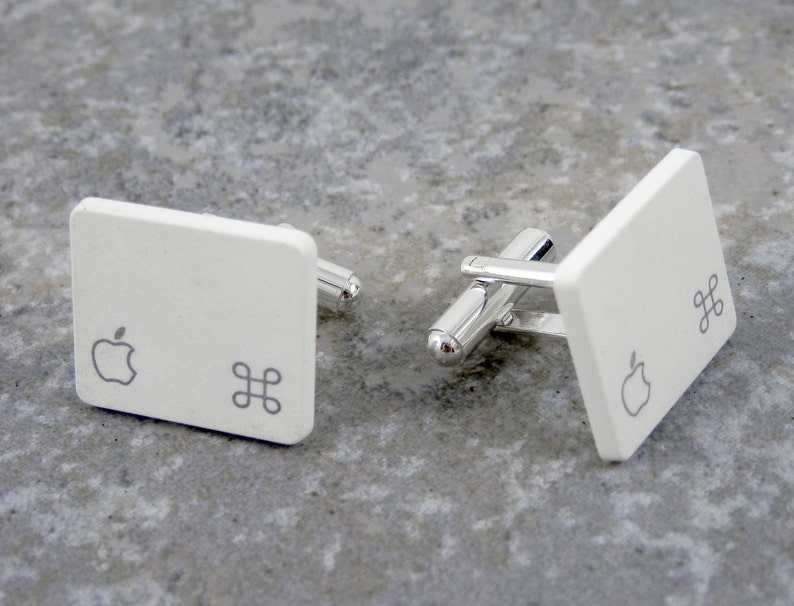 Apple Command Key Cuff Links Sterling Silver Plated, Recycled,white, MAC, men, wedding, anniversary, birthday, gift image 4