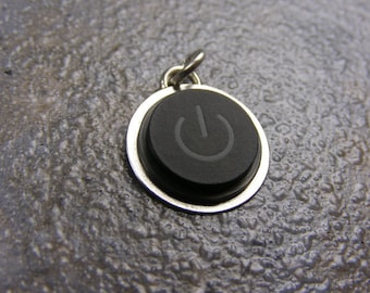 Power Up - Recycled MAC Power Button - Pendant, Sterling Silver, gift for guys, apple, handmade