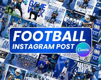 American Football Social Media Templates, Football Canva Graphics Pack,Game Day,Player Spotlights, Football Instagram Posts,Instant Download