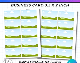 Business Card Print Template, 3.5”x2” Drag And Drop Business Card Template, Business Card Svg Png, Blank Business Card, Canva Template