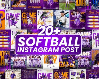20+ Softball Sports Social Media Templates | Editable Softball Game Day Bundle| Match Schedule| Match Day Canva Templates | Instant Download