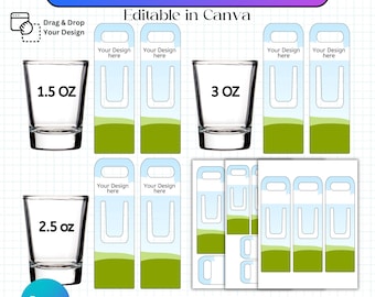 3 Shot Glass Holder Templates, Birthday Glass Holder, Canva Shot Glass Packaging, Shot Glass Box , Party Favors, Editable Canva Drag drop