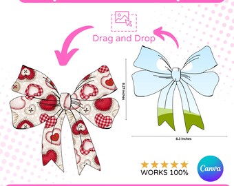 Coquette Bow Canva Frame Trending Bow Ribbon Drag and Drop, Ribbon Bow Canva Frames, Design Your Own Ribbon Bow