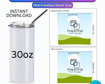 30oz Tumbler Template, 30oz Tumbler Wrap Canva Template, Tumbler SVG, Drag and Drop, Tumbler Template, 30oz Sublimation Tumbler