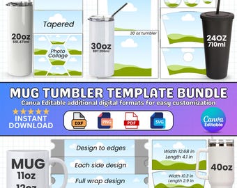 Wrap Bundle Templates,40Oz 30Oz 20Oz Tumbler Templates,24Oz Tumbler Wrap Templates, 11Oz,12Oz, 15Oz Mug Wrap Template,24Oz Cold Cup Template
