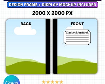 Composition Book Mockup Template, Drag And Drop,Back To School, School Notebook Cover,Composition Book Cover,Instant Download Canva Template