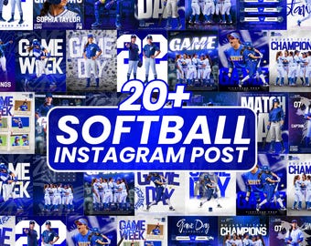 Game Day 20+ Softball Bundle Templates| Editable Match Day Sports Social Media Canva Templates| Match Schedule| Instant Download