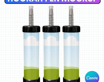 Hookah Pen Mockup Template, Custom Hookah Pen Mockup, Hookah Pen Label, Canva Template, Instant Download, Vape Wrap, Olit Hookah Label