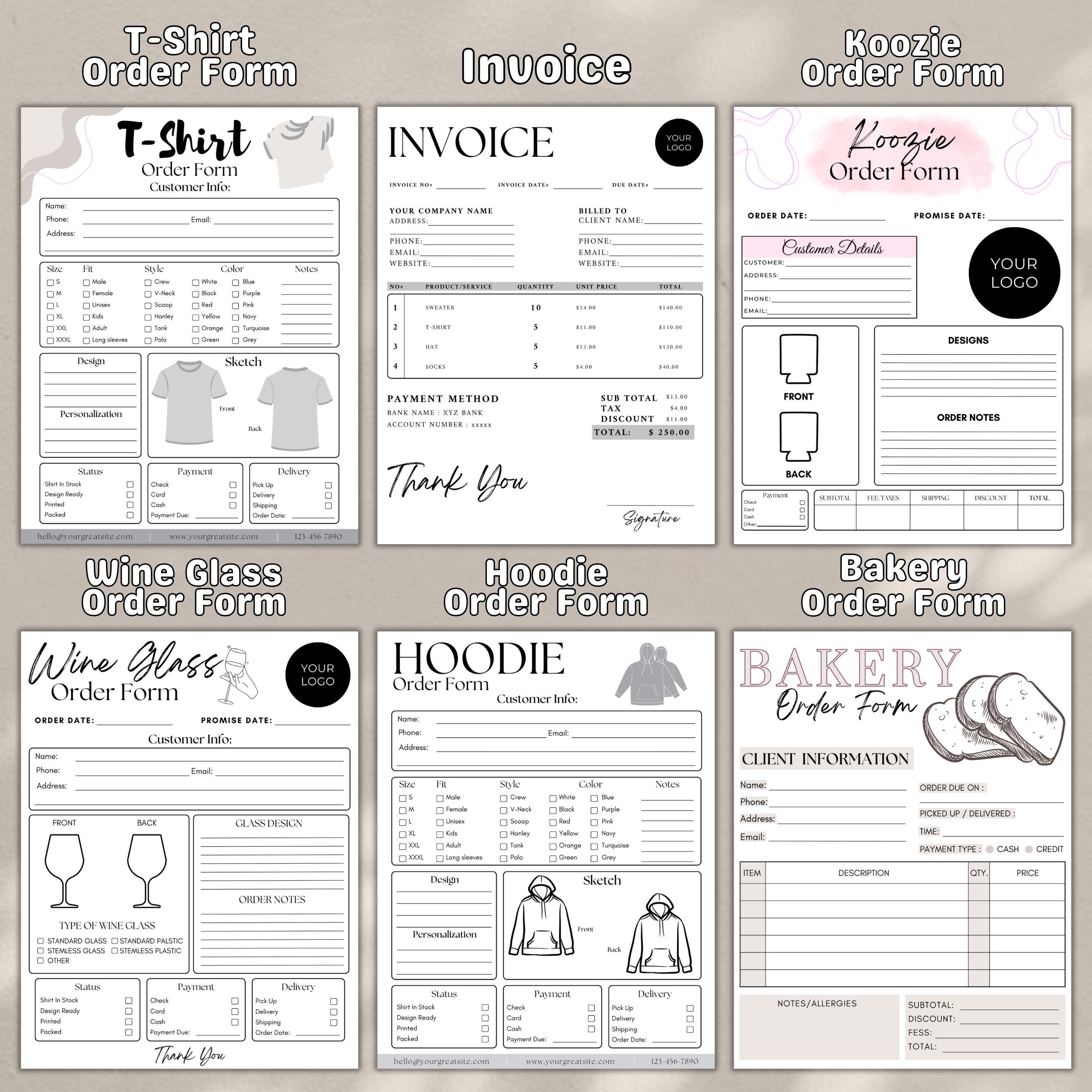 Order Forms Templates Bundle, Editable Small Business Forms Bundle ...