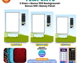 Sjabloon automaat, 8 x 10 12 x 16 16 x 20, gratis achtergronden en geldpanelen, paasautomaat, betalingspaneel, afstudeerdoos, doe-het-zelfcanva