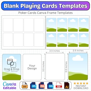 DIY Playing Card Templates, Printable Poker Cards, Blank Playing Cards Drag & Drop Canva, DIY Trading Card, Affirmation Card Canva Template