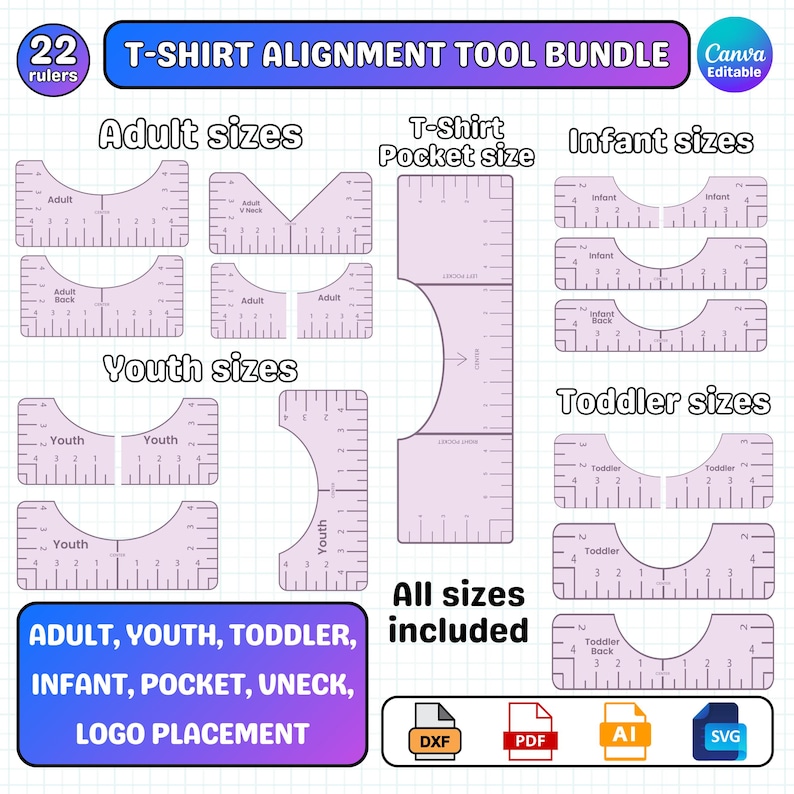 T-shirt Alignment Tool Bundle, T-shirt Ruler, Shirt Placement Guide ...