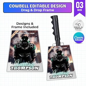 Cowbell Design Template, Editable Sport Cowbell Templates, Custom Cowbell Design, Football Cowbell Design, Football Cowbell, Cowbell Wrap