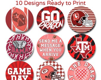 Game Day Button Template, Editable Sports Button Spirit Badges, easy to use and different colors, Instant Download