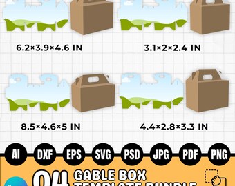 Canva Gable Box Template Bundle, Gable Box SVG, DIY Gable Box, Box Template, Gift Box, Drag and Drop, Party Favor Box Bundle, Canva Template