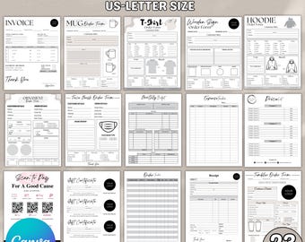 Order Forms Templates Bundle, Editable Small Business Forms Bundle Template, Bakery, Tumbler, Decal,Cookie Order Form, Hoodie,Canva Template