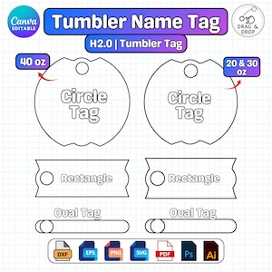 Tumbler Name Tag SVG, H2.0 Version, 40oz 30oz 20oz Tumbler Tags, Stanly Cup Name Plate, Tumbler Name Tag Svg, Tumbler Topper Lid Name Tag