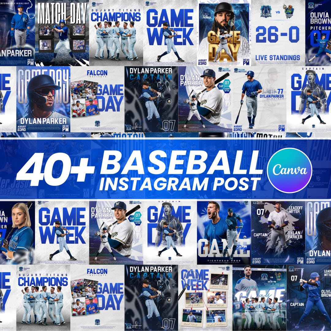 40+ Baseball Sports Social Media Templates | Editable Baseball Game Day ...