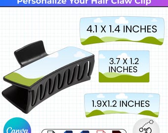 Editable Hair Claw Clip Template Bundle, Hair Claw Clip Cover Template, Drag and Drop, Leather Hair Claw Pattern, Gift, Claw Cover, DIY