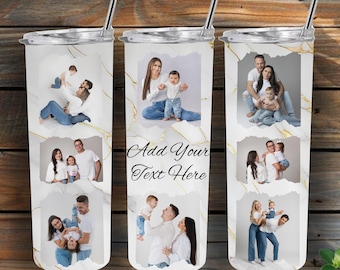 Family Photo Collage 20oz Tumbler Template, Family Tumblr Photo Collage Gift Wrap, Png Sublimation, 20oz Small Tumbler Tapered Design