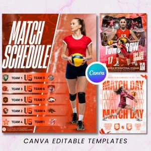 Game Day Volleyball Bundle Templates| Editable Match Day Sports Social Media Canva Templates| Match Schedule| Instant Download
