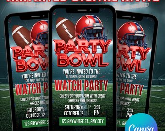 Watch Party Invitation, Football Animated Video Sports Theme Invite, Sports Fun party Digital Invitation, All Star Sports Video Invitation