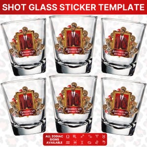 Red and Cheetah Shot Glass Sticker Template, Editable Party Shot Glass Template Customizable shot glass Design, Shot Glass Sticker Template