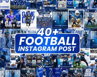 40+ American Football Social Media Templates, Football Canva Graphics Pack,Game Day,Player Spotlights, Football Instagram Posts, Drag & Drop