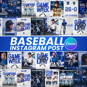 20+ Baseball Sport Social Media Vorlagen | Bearbeitbares Baseball Game Day Bundle | Spielplan| Match Day Canva Vorlagen | Sofort Download