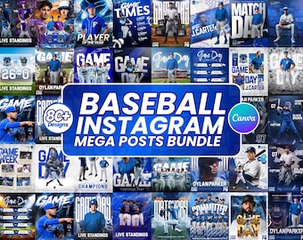 Game Day Baseball Bundle Templates| Editable Match Day Sports Social Media Canva Templates|Match Schedule| MVP|Team Players|Instant Download