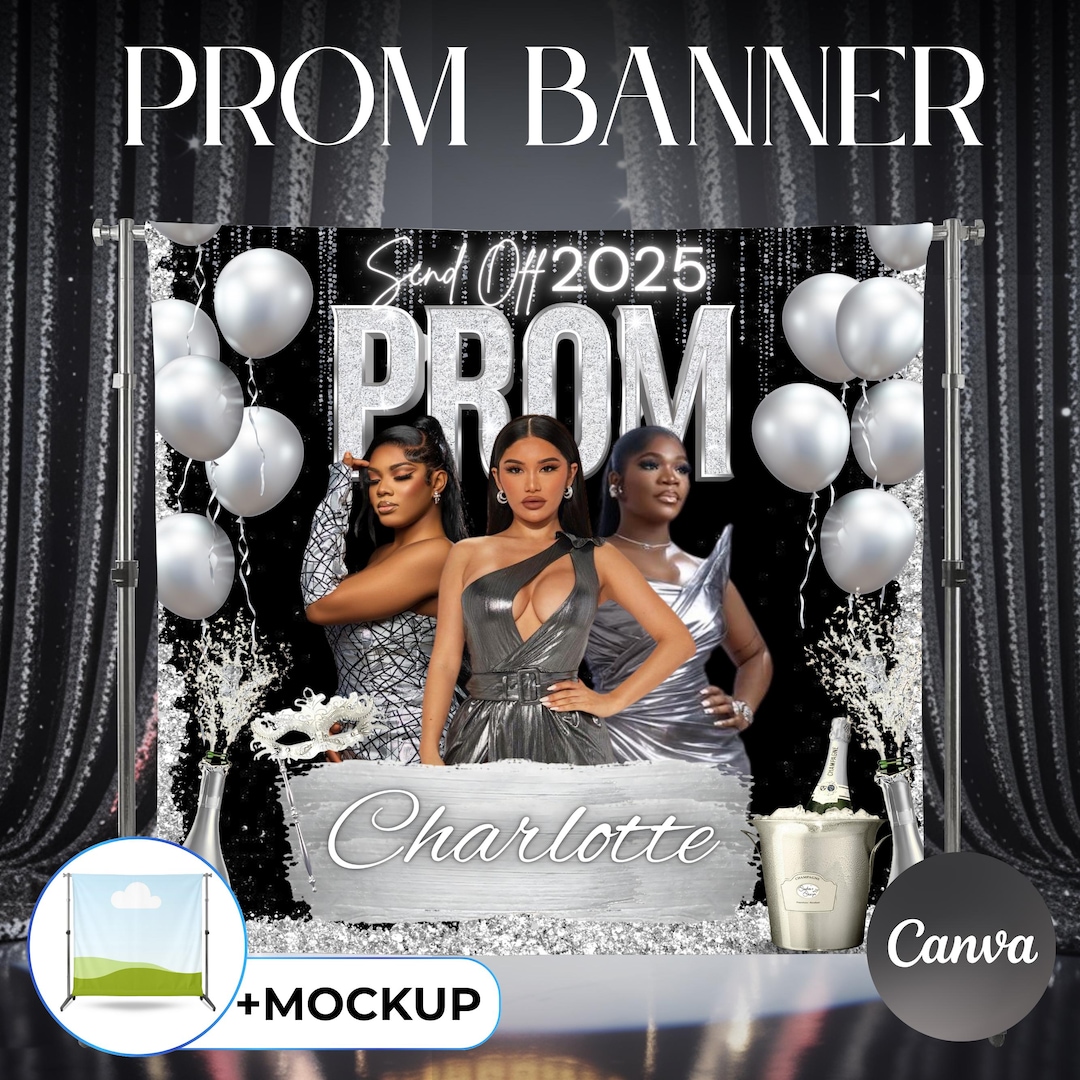 Send Off Program Banner Prom Send off Banner Template, Prom Banner Mockup, Prom Party Decor ...
