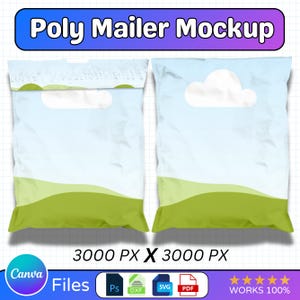 Poly Mailer Bag Mockup Canva Template, Poly Mailer Bubble Mailer Mockup, Mailer Bag Mockup, Poly Mailer Packaging Mockup, Poly Mailer Mockup