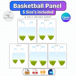 All Basketball Panel Templates, Size 7 Basketball Panel, Blank Basketball Panel, Photo Basketball Template, Drag and Drop Canva Template