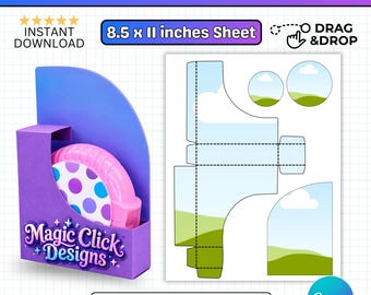 Hubba Bubba Gum Tape Holder Chewing Gum Box Canva Party Favor Box Template Printable Png, Eps,Svg,Dxf,PDF Files DIY Party Craft Design