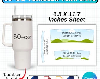 30oz Tumbler Template, 30 Oz Tumbler Template Sublimation Tumbler, 30Oz Editable Canva Tumbler Mockup,Tumbler Template Svg, Canva Template