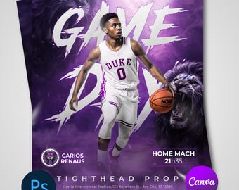 Match Day Sports Poster, Customizable Template with PSD, Editable Game Day Flyer Template, Instant Download, Game Day Promo Flyer Photoshop
