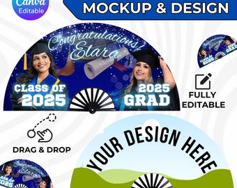 Clack Fan Template, Graduation Fan Template Editable Canva Template, Sublimation Fan Template, Custom Clack Fan Design, Grad with Clack Fan