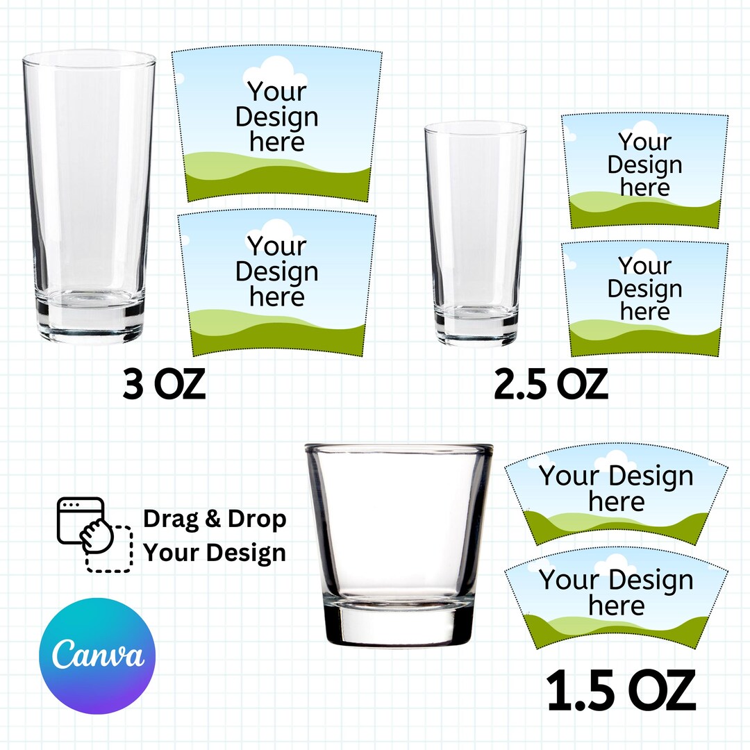 Customizable Shot Glass Template Bundle: Perfect for 1.5 Oz, 2.5 Oz, 3 ...