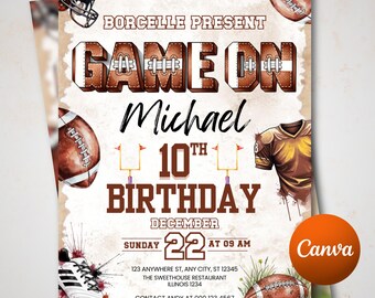 The Big Game Party Invitation 2026, Editable Football Invitation, Watch Party Invite, Game Day Template,Super Game Day Instant Download