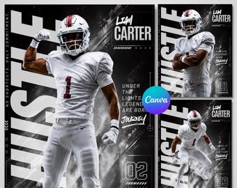 Football Poster Templates, Standout American Football, Canva Sports Photography Templates, Resize For Senior Night Banners, DIY Memory Mate