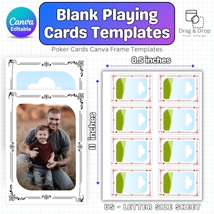 Blank Playing Cards Templates, Custom Poker Card Canva Templates, Custom Playing Cards, Photo Playing Cards Template, Custom Deck Of Cards
