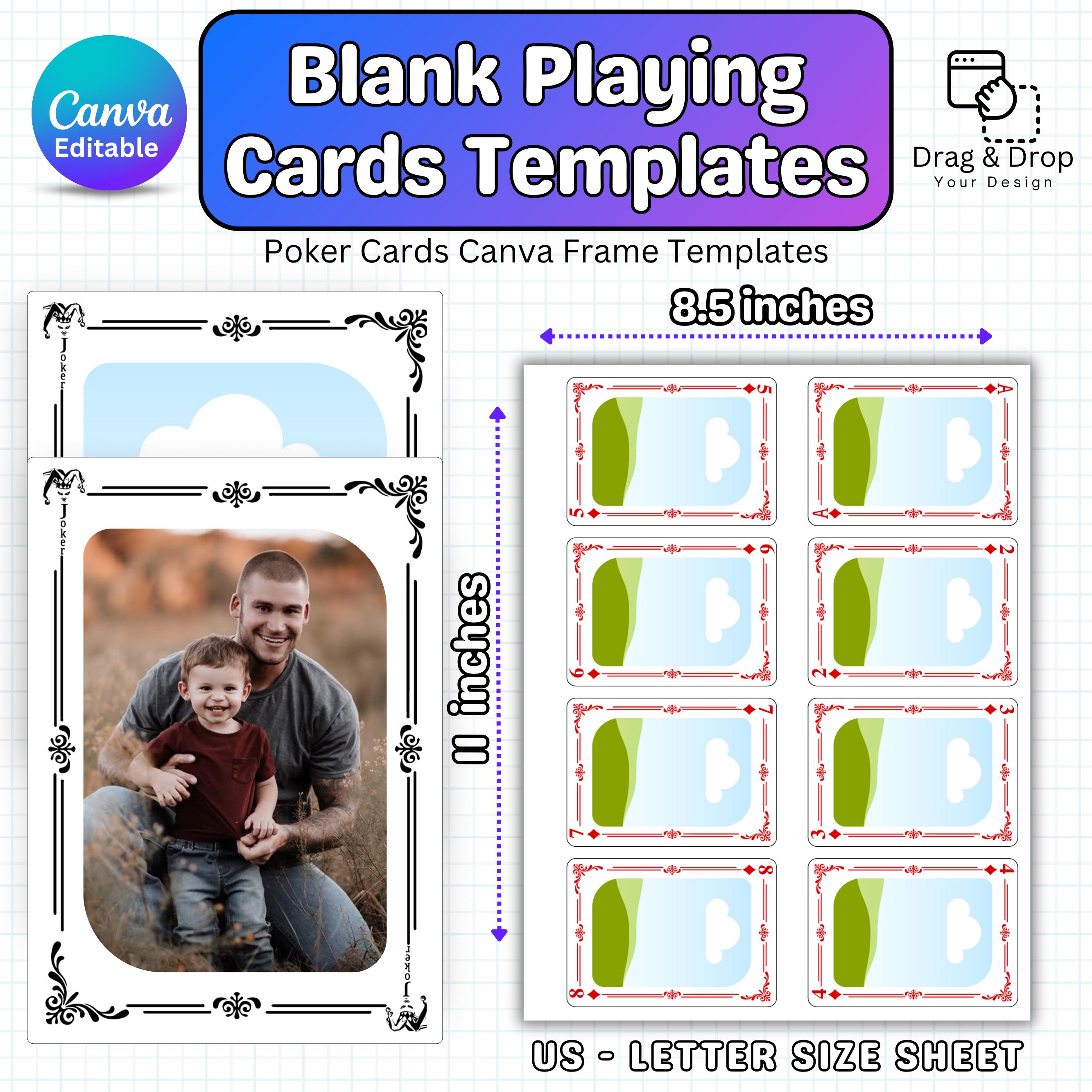 Blank Playing Cards Templates, Custom Poker Card Canva Templates