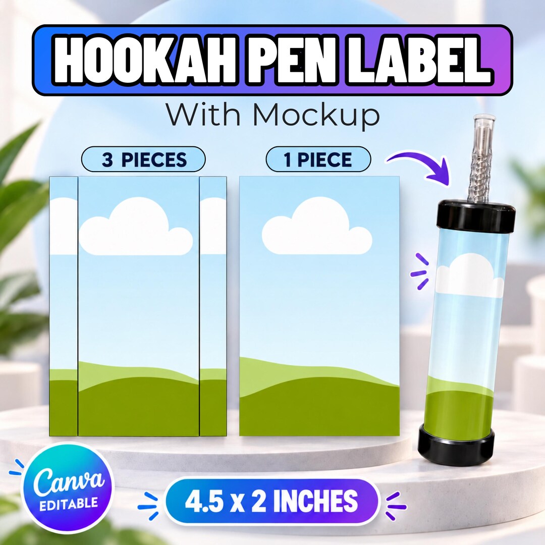Property Label Sample Hookah Pen Label Mockup Template, Custom Hookah Pen Wrap Template ...