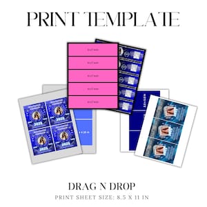 May include: Printable template for graduation party favors. The template includes a design with a blue and white background, a graduation cap, and the year 2025. The template is designed to be printed on an 8.5 x 11 inch sheet of paper.