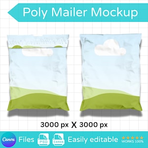 Poly Mailer-påse Mockup Canva-mall, Poly Mailer Bubble Mailer Mockup, Mailer-påse Mockup, Poly Mailer-förpackning Mockup, Poly Mailer Mockup
