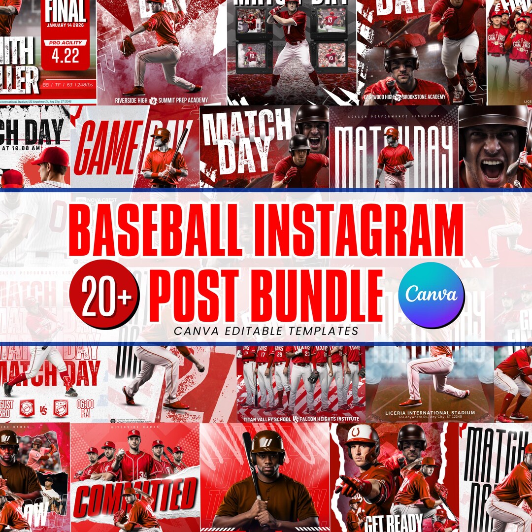 20+ Baseball Sports Social Media Templates | Editable Baseball Game Day ...