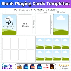 DIY Playing Card Templates, Printable Poker Cards, Blank Playing Cards Drag & Drop Canva, DIY Trading Card, Affirmation Card Canva Template