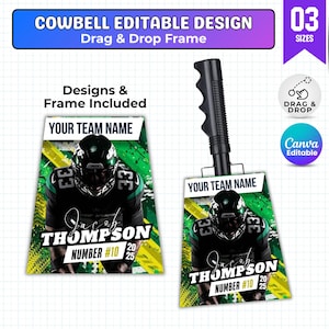 Cowbell Design Template, Editable Sport Cowbell Templates, Custom Cowbell Design, Football Cowbell Design, Football Cowbell, Cowbell Wrap