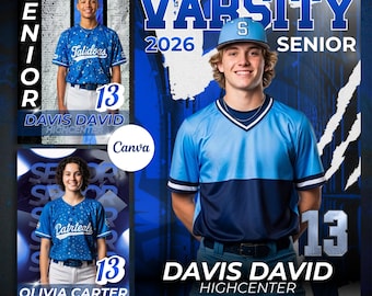 Baseball Canva Template | Custom Baseball Card, Senior Baseball Poster, Baseball Banner, & Memory Mate | Sports Photography | Baseball Team
