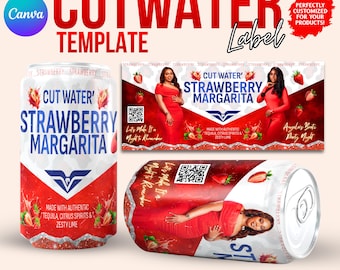 Adult Soda Can Label Canva Template, Editable Blank Label + Design Template, Instant Download